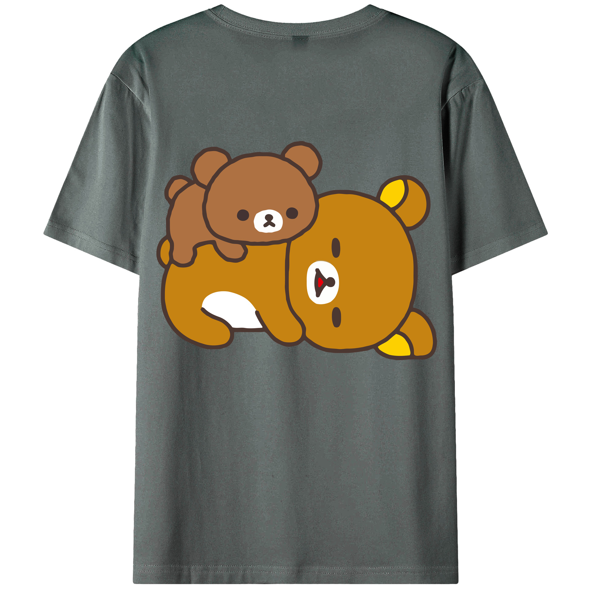 （画像用） リラックマ リラックマ キイロイトリ Rilakkuma Korilakkuma Kiiroitori 綿100％ メンズ半袖Tシャツ（バックプリント） 通気性